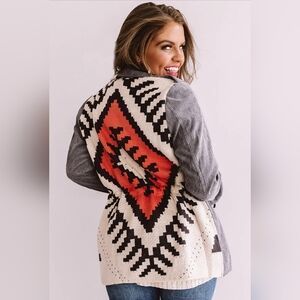 DAVI & DANI Geometric Corduroy Light weight Jacket, Size Large